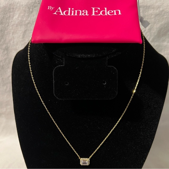 ✨NWT✨ ADINA EDEN Dainty Emerald Pavé Necklace - Picture 2 of 8